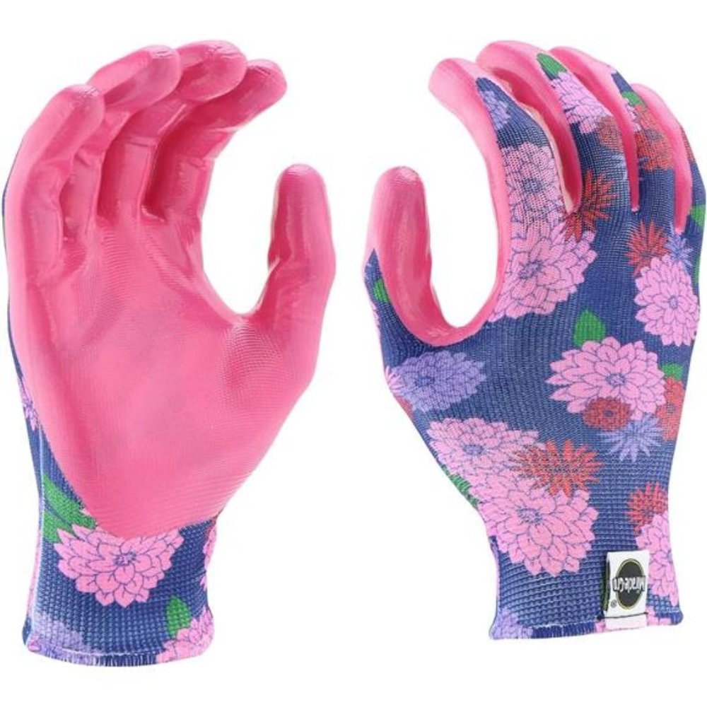 Miracle Gro Women's Nitrile Coated Grip Floral Pattern Gardening Work Gloves